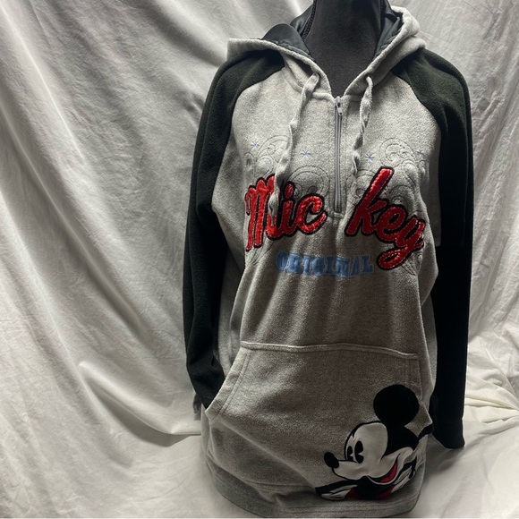 Disney | VTG Mickey Mouse half zip hoodie Fleece - Embroidered 2X - Picture 3 of 8